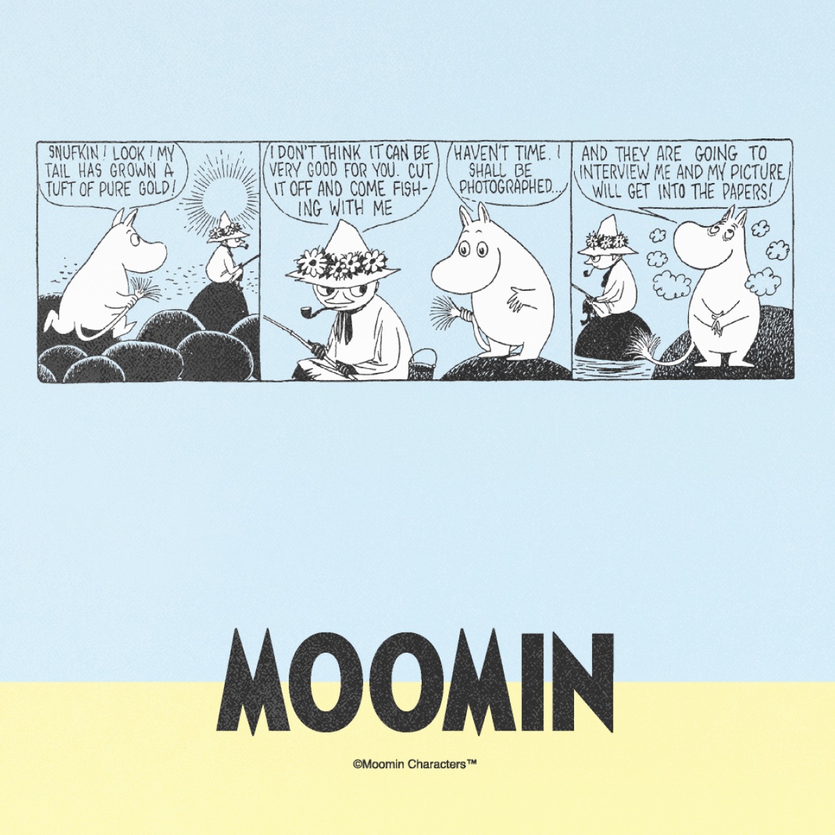 いつもどおり、静かに暮らすスナフキン。裏表紙の下部にはムーミンのロゴが入ります。